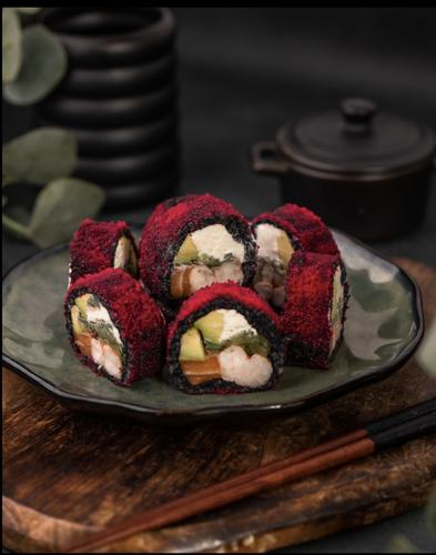 Red Black Shrimp Salmon Roll